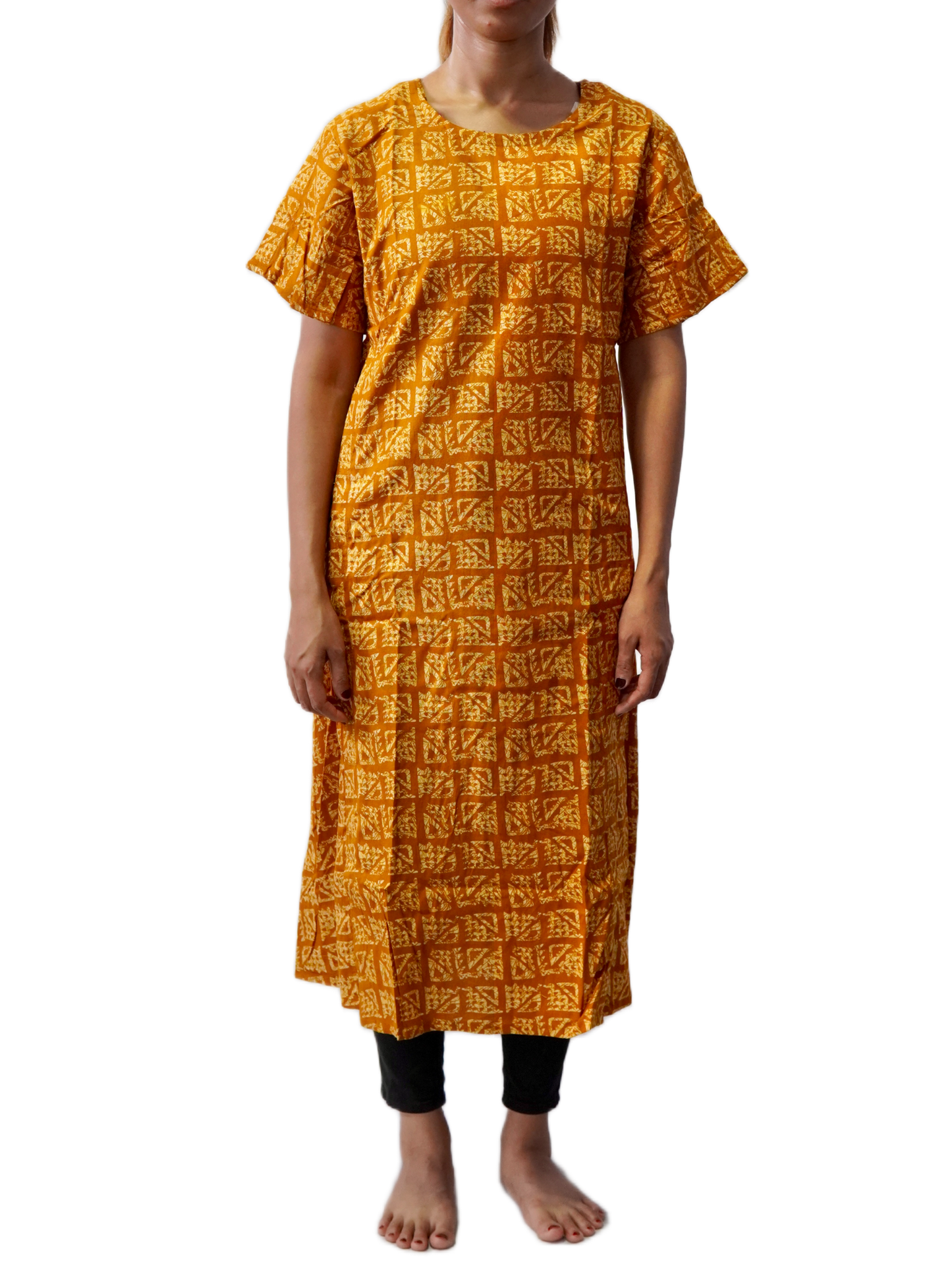 yellow cotton side open gown