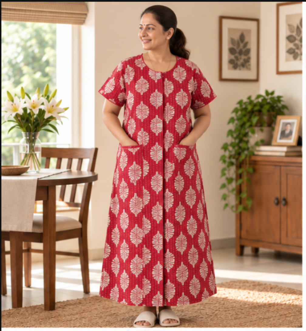 Fully front Open Nighty With Pockets