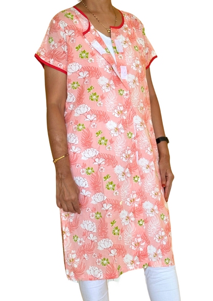Fully front open kurti in orange color