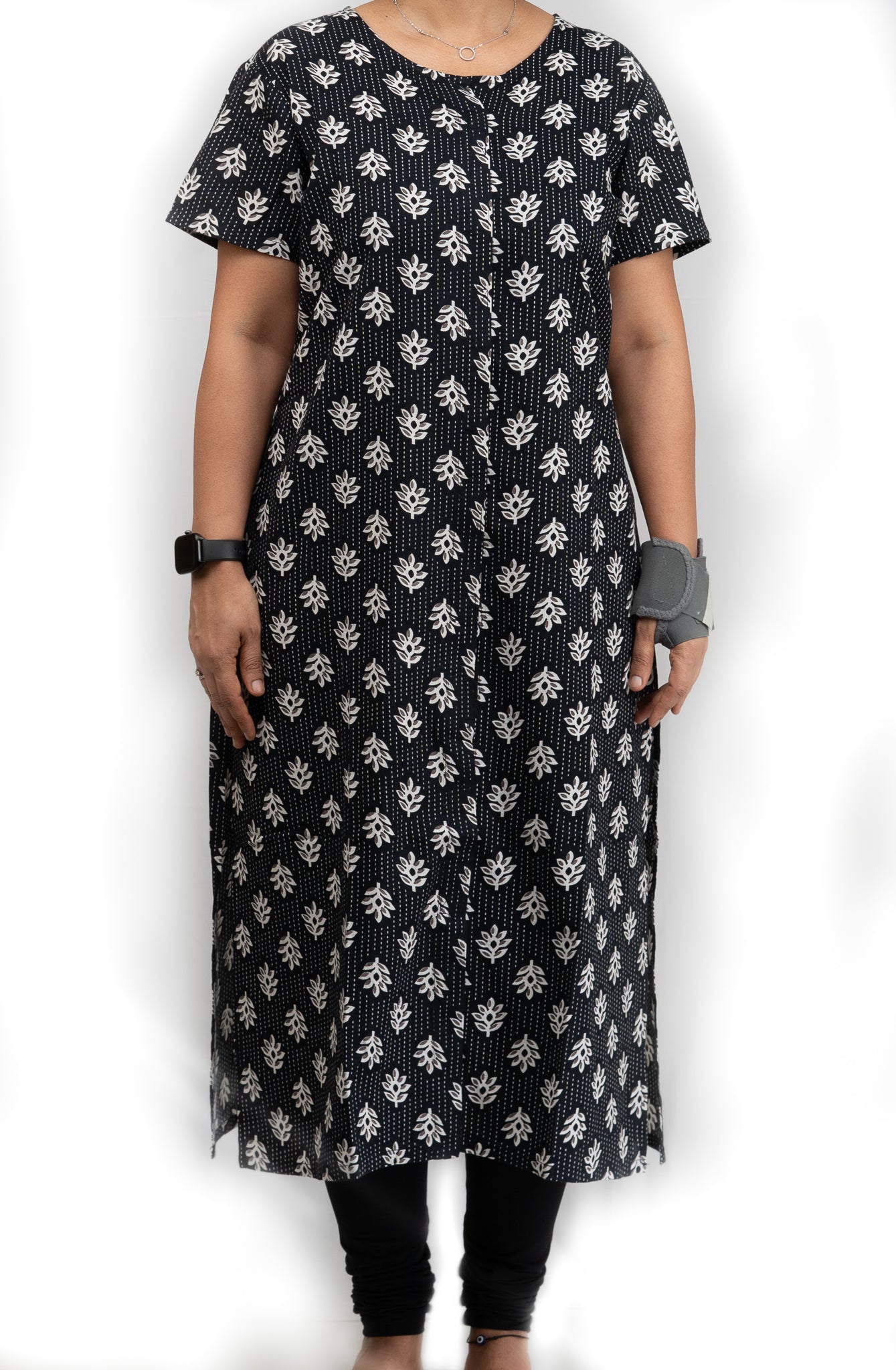 Fully front open kurti black colour