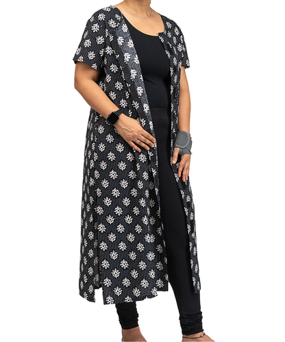 Black color fully front open Kurti