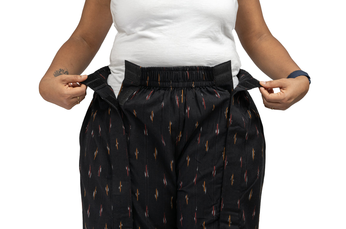 Fully side open pant for women for knee surgery, hip surgery, leg cast in black color
