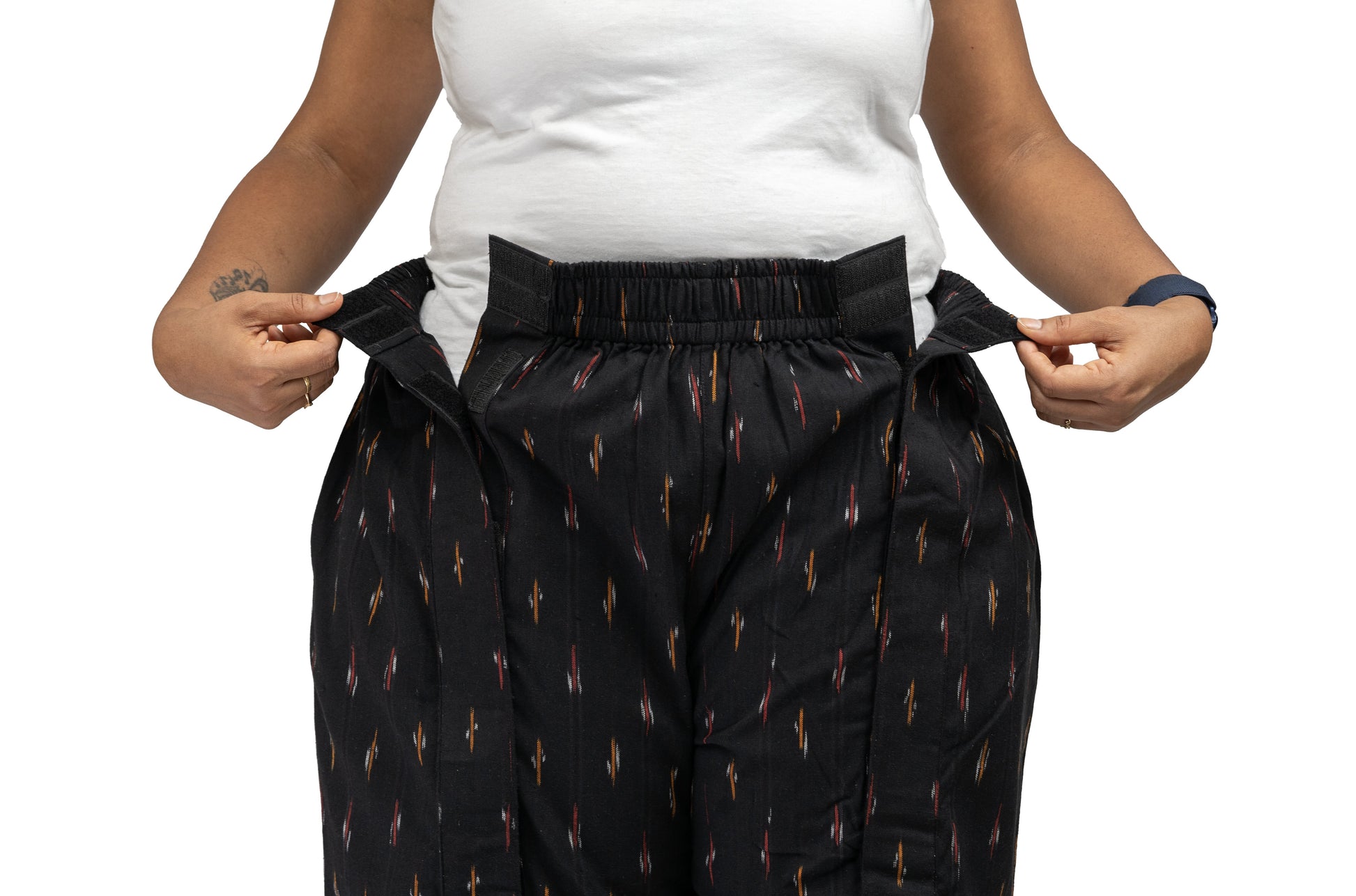 Fully side open pant for women for knee surgery, hip surgery, leg cast in black color