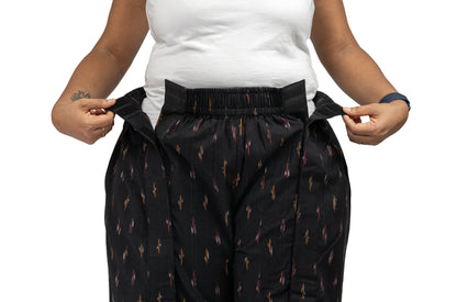 Fully side open pant for women for knee surgery, hip surgery, leg cast in black color