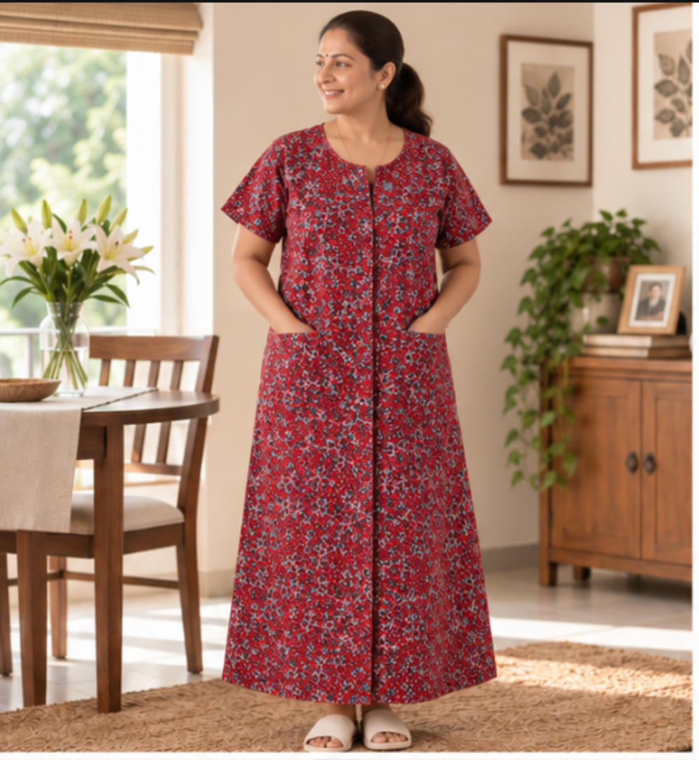 Fully front Open Nighty With Pockets