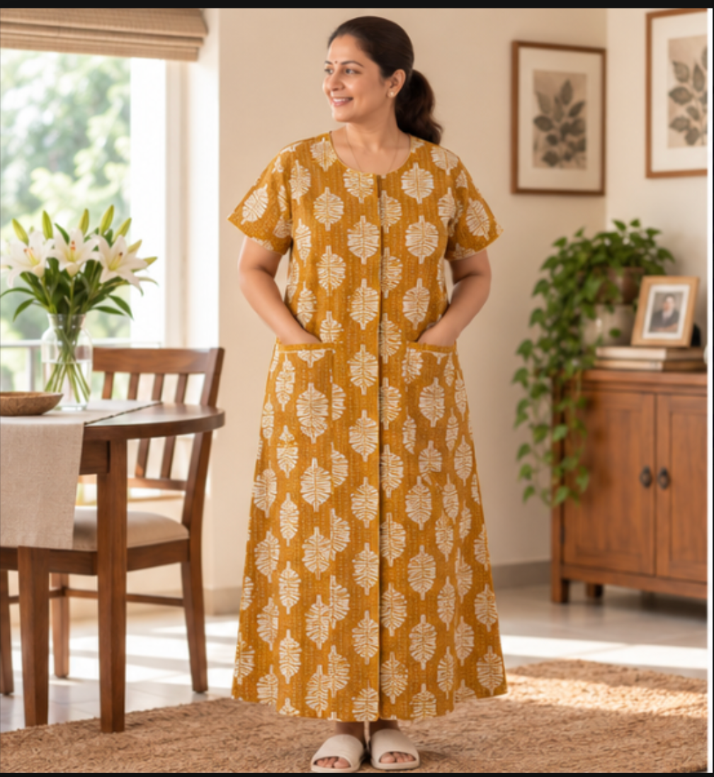 Fully front Open Nighty With Pockets