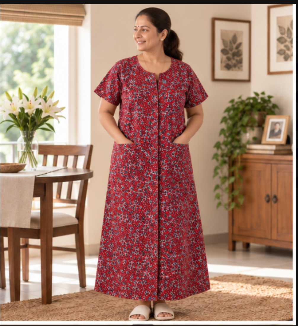 Fully front Open Nighty With Pockets