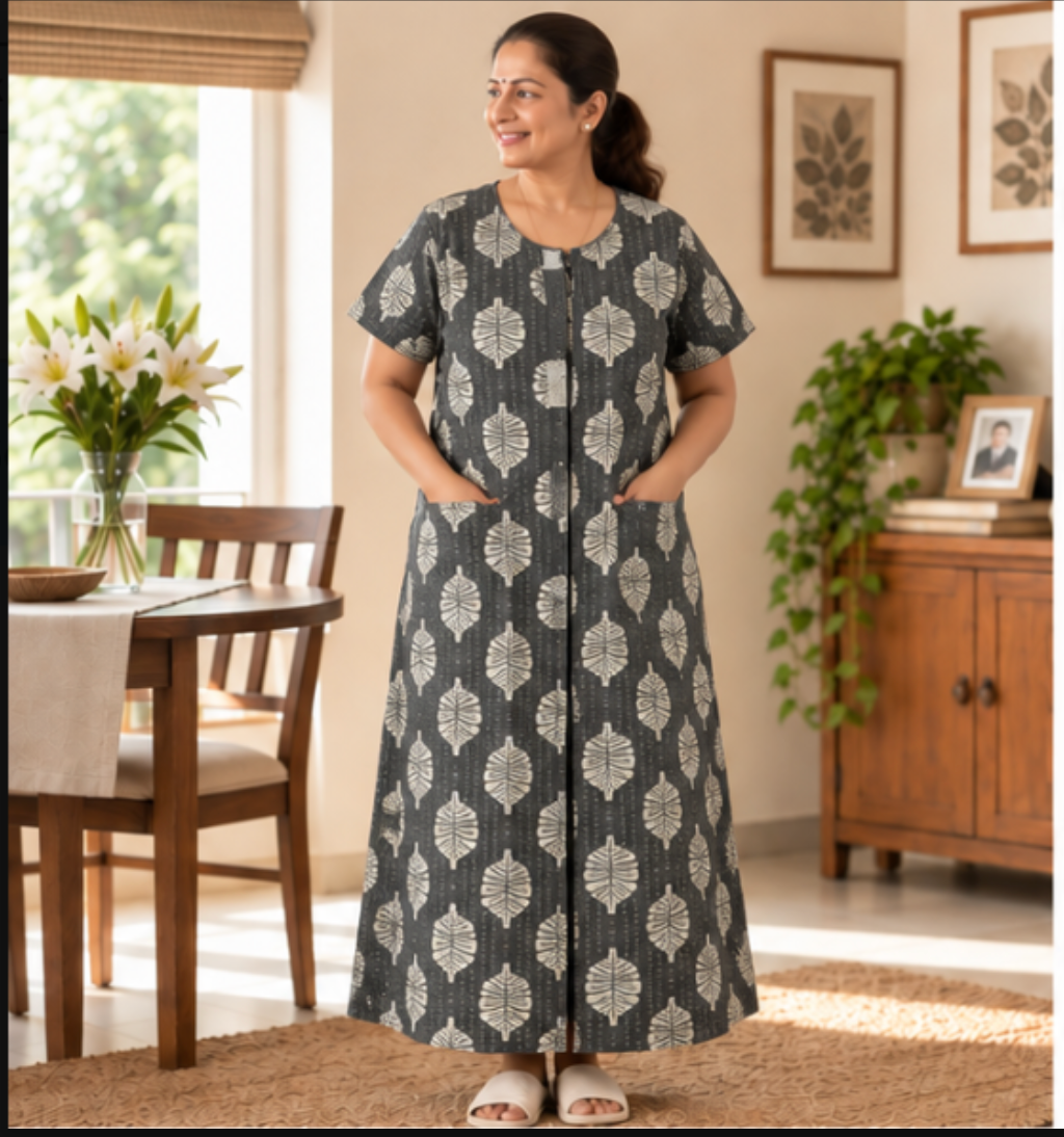 Fully front Open Nighty With Pockets
